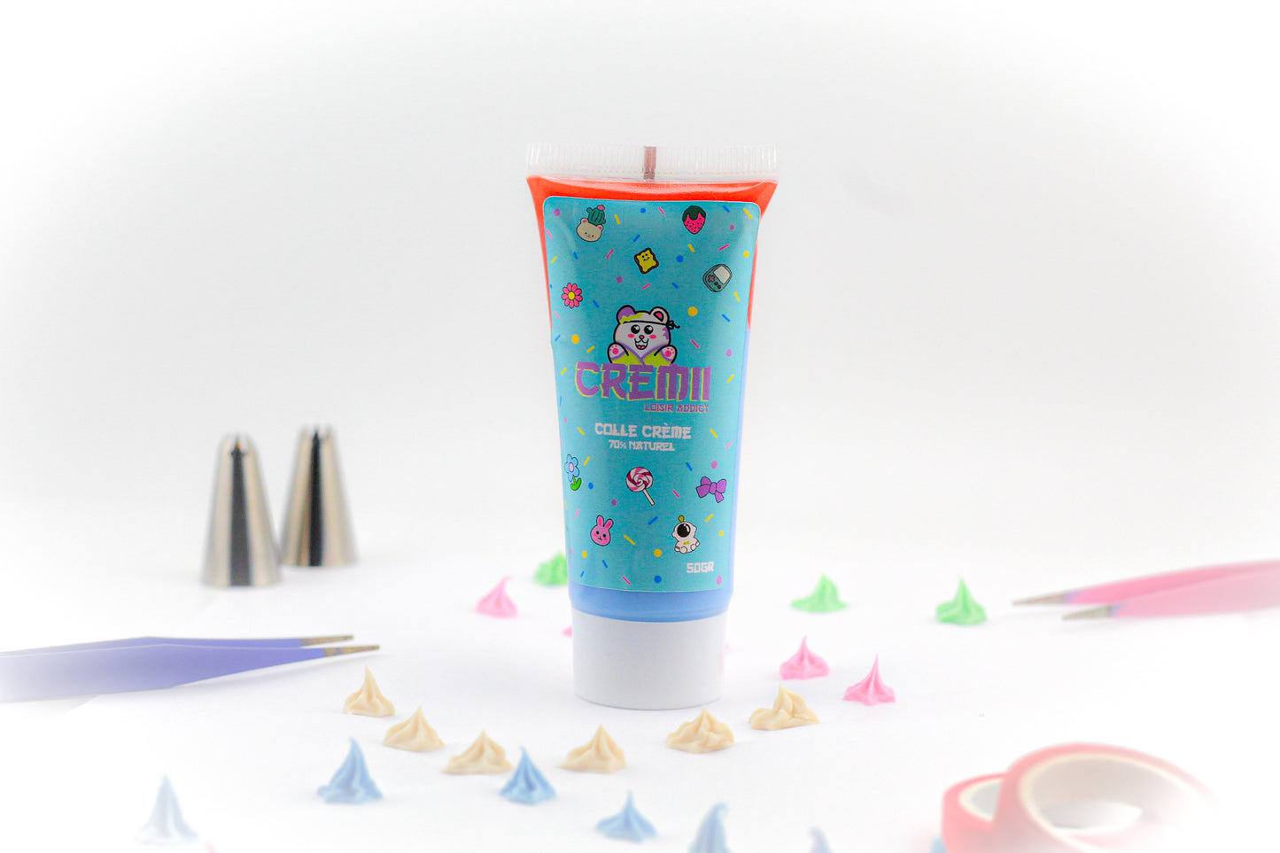 Colle crème en tube bleu intense 50g – décoration DIY effet glacé