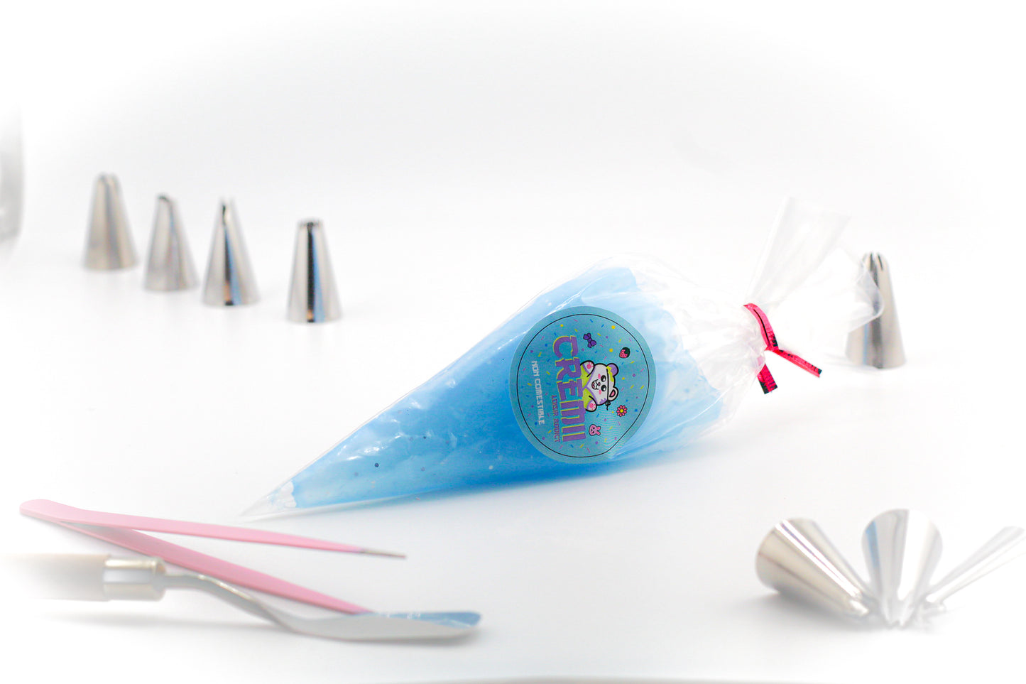 Colle crème bleue pailletée – idéale pour créations pastel