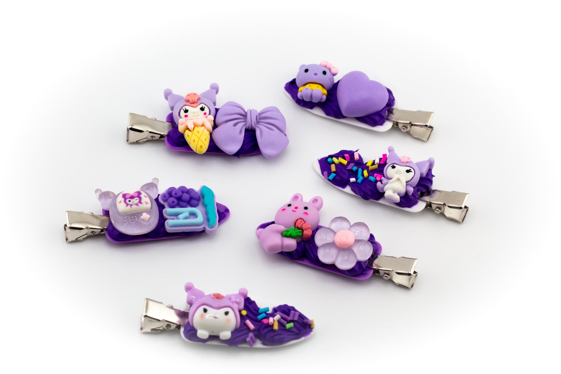 Kit barrettes personnalisées parfum raisin – crème violette et charms fruités pour une déco mignonne et originale
