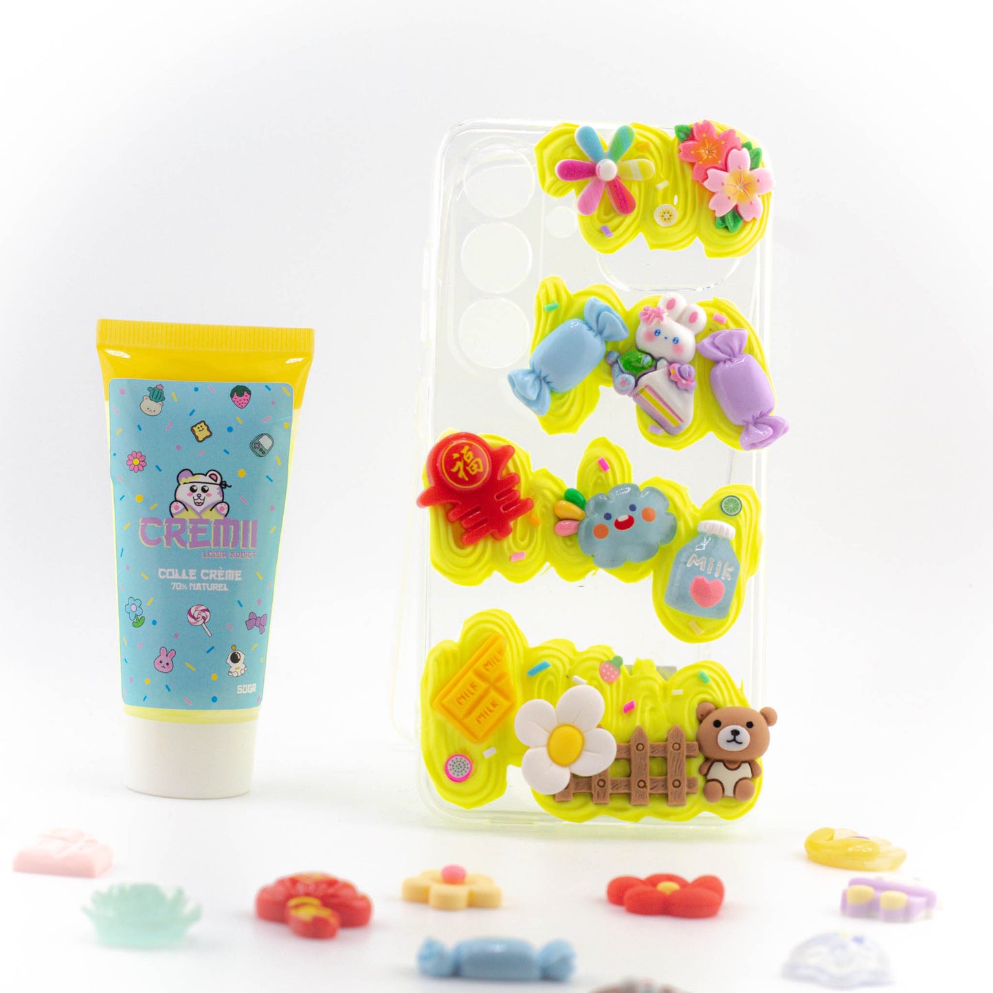 Kit de personnalisation banane – crème parfumée jaune, charms fruit kawaii et déco DIY pour téléphone unique
